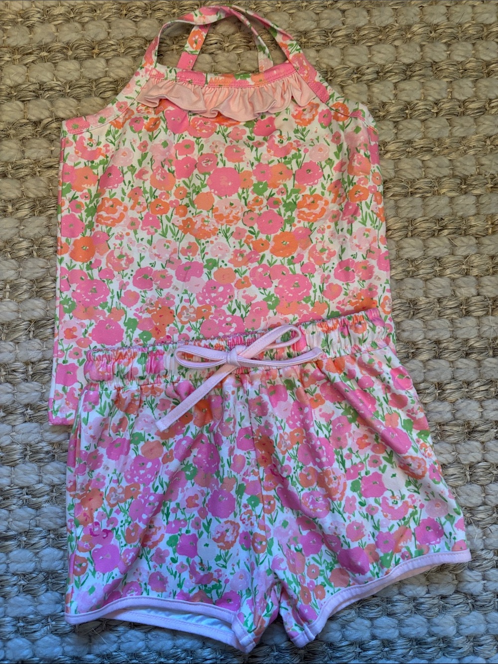 SweetHoney Pink & Orange Floral Tank and Shorts Set